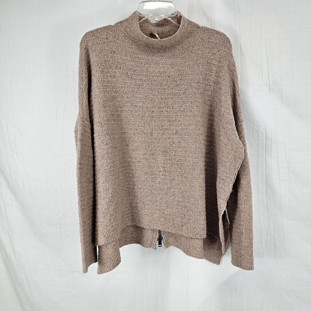 Free People Arctic Fox Zip Back Sweater In Pink Size XS Long Sleeve Oatmeal - Picture 2 of 8